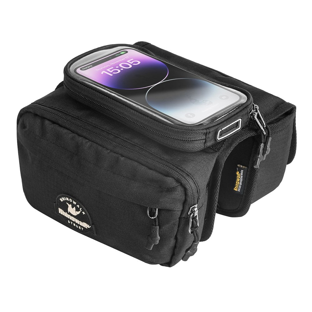 RHINOWALK BCT0205 Bike Frame Bag Bicycle Top Tube Bag Waterproof Saddle Bag with Rain Cover for Outdoor Cycling