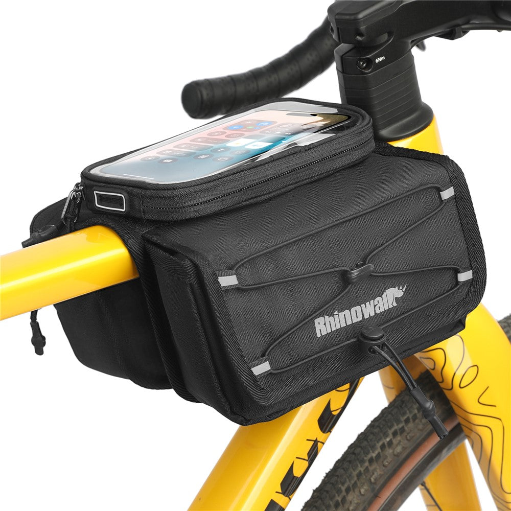 RHINOWALK BCT0205 Bike Frame Bag Bicycle Top Tube Bag Waterproof Saddle Bag with Rain Cover for Outdoor Cycling