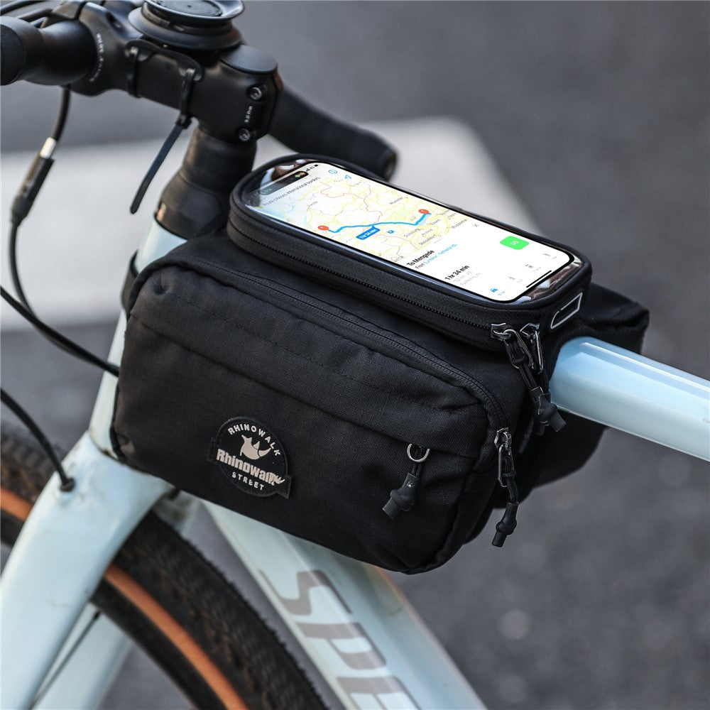 RHINOWALK BCT0205 Bike Frame Bag Bicycle Top Tube Bag Waterproof Saddle Bag with Rain Cover for Outdoor Cycling