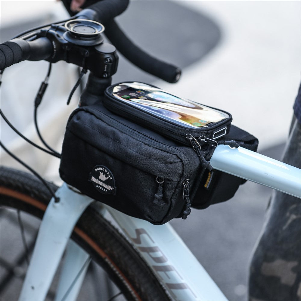 RHINOWALK BCT0205 Bike Frame Bag Bicycle Top Tube Bag Waterproof Saddle Bag with Rain Cover for Outdoor Cycling