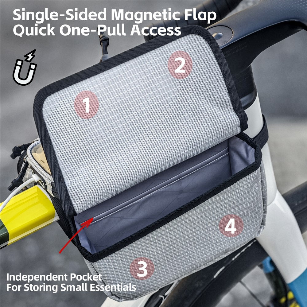 RHINOWALK BCT0205 Bike Frame Bag Bicycle Top Tube Bag Waterproof Saddle Bag with Rain Cover for Outdoor Cycling