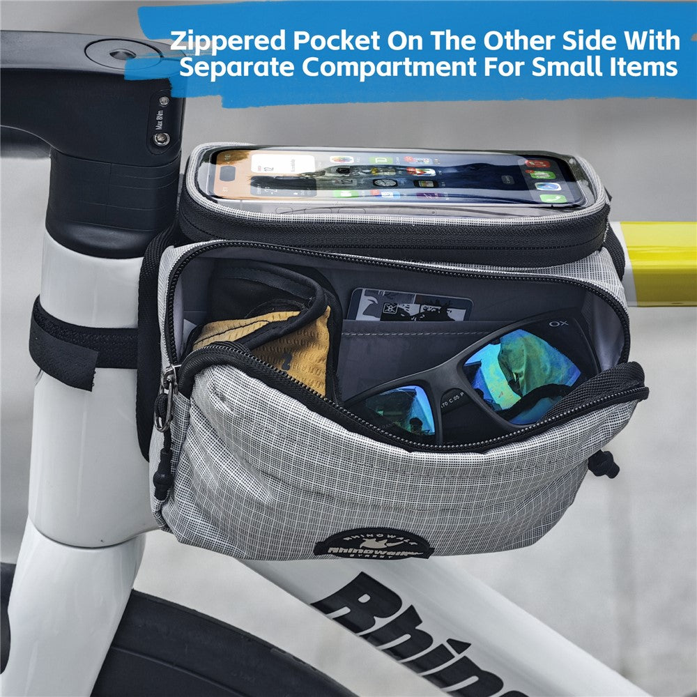 RHINOWALK BCT0205 Bike Frame Bag Bicycle Top Tube Bag Waterproof Saddle Bag with Rain Cover for Outdoor Cycling