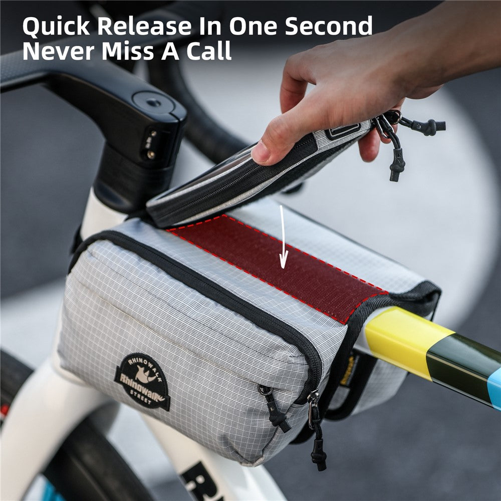 RHINOWALK BCT0205 Bike Frame Bag Bicycle Top Tube Bag Waterproof Saddle Bag with Rain Cover for Outdoor Cycling