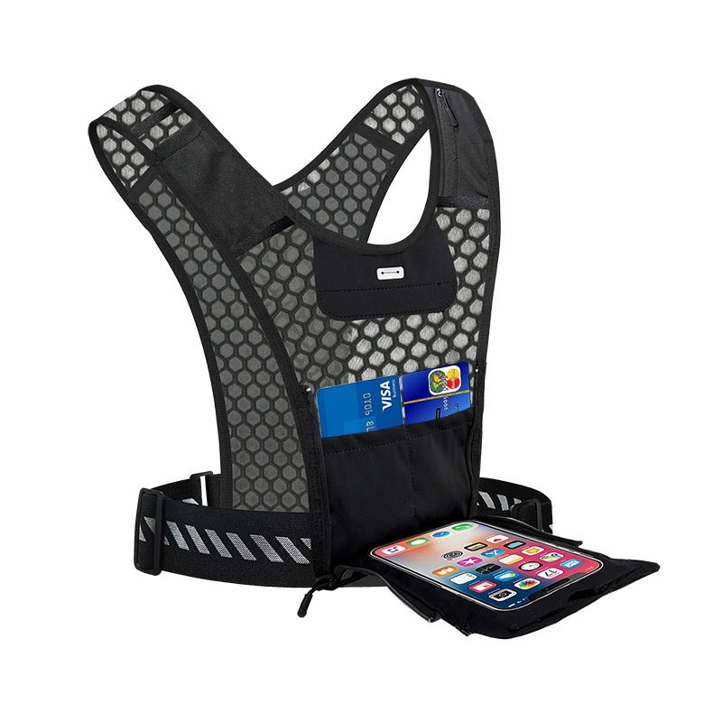 2603 Reflective Running Vest 3L Hydration Backpack with Touchscreen Phone Pocket for Cycling Running