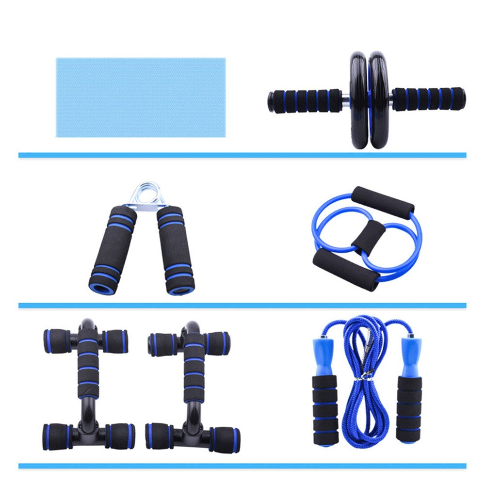 7Pcs / Set Push-up Barbell Abdominal Wheel AB Roller Skipping Rope Grip Exercise Muscle Training Device