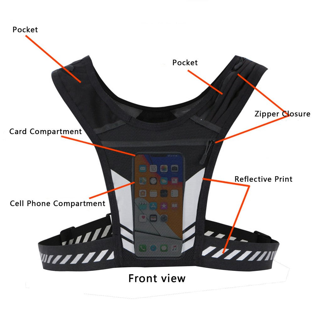 2205 Running Jacket with Phone Pouch for Men Women Adjustable Waistband Reflective Vest Holds 1000ml Water Bottle