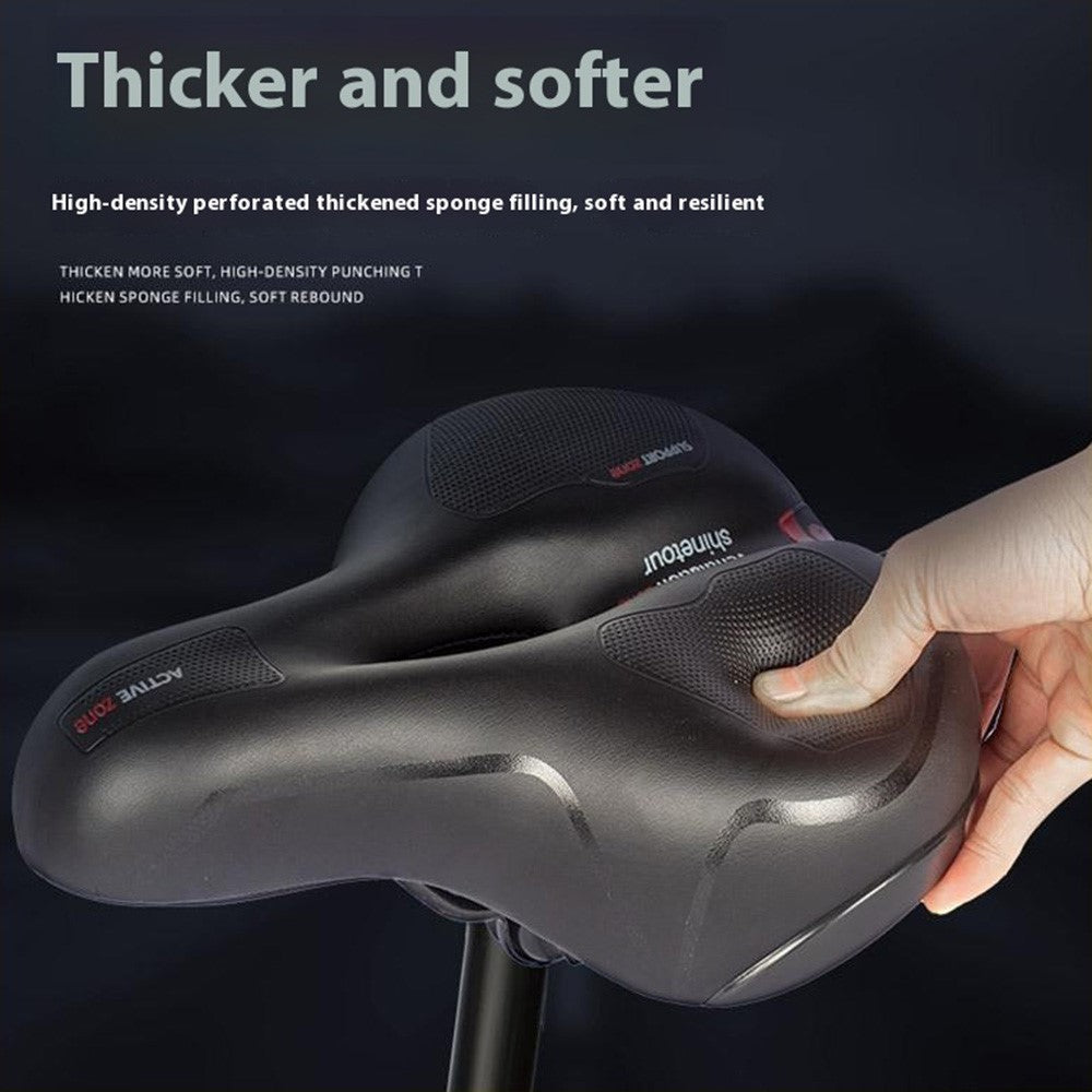 Mountain Bike Sponge Seat Cushion Reflective Wide Saddle with Shock Absorbing Spring