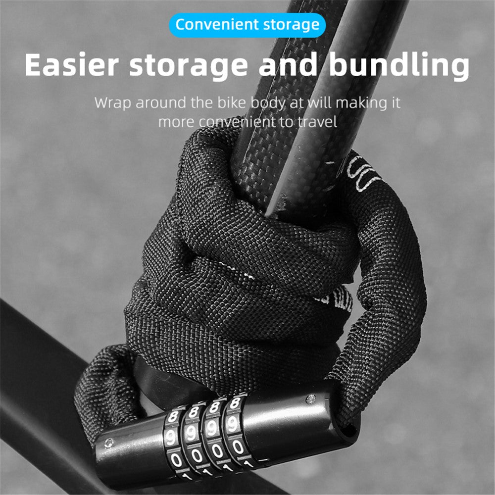 WEST BIKING YP0705089 1.5m Anti-Theft Bike Chain Lock 4 Digit Combination Alloy Keyless Bicycle Locks for Bikes, Scooter, Door