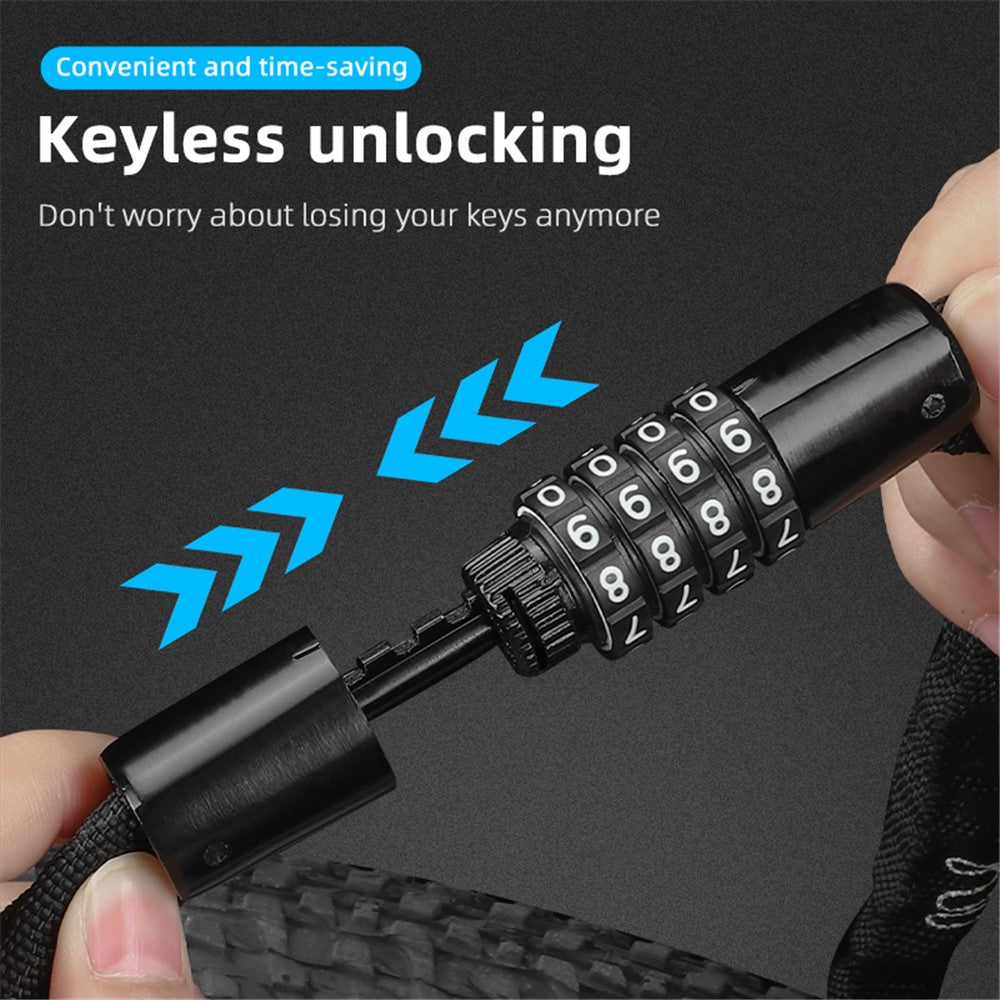 WEST BIKING YP0705089 1.5m Anti-Theft Bike Chain Lock 4 Digit Combination Alloy Keyless Bicycle Locks for Bikes, Scooter, Door