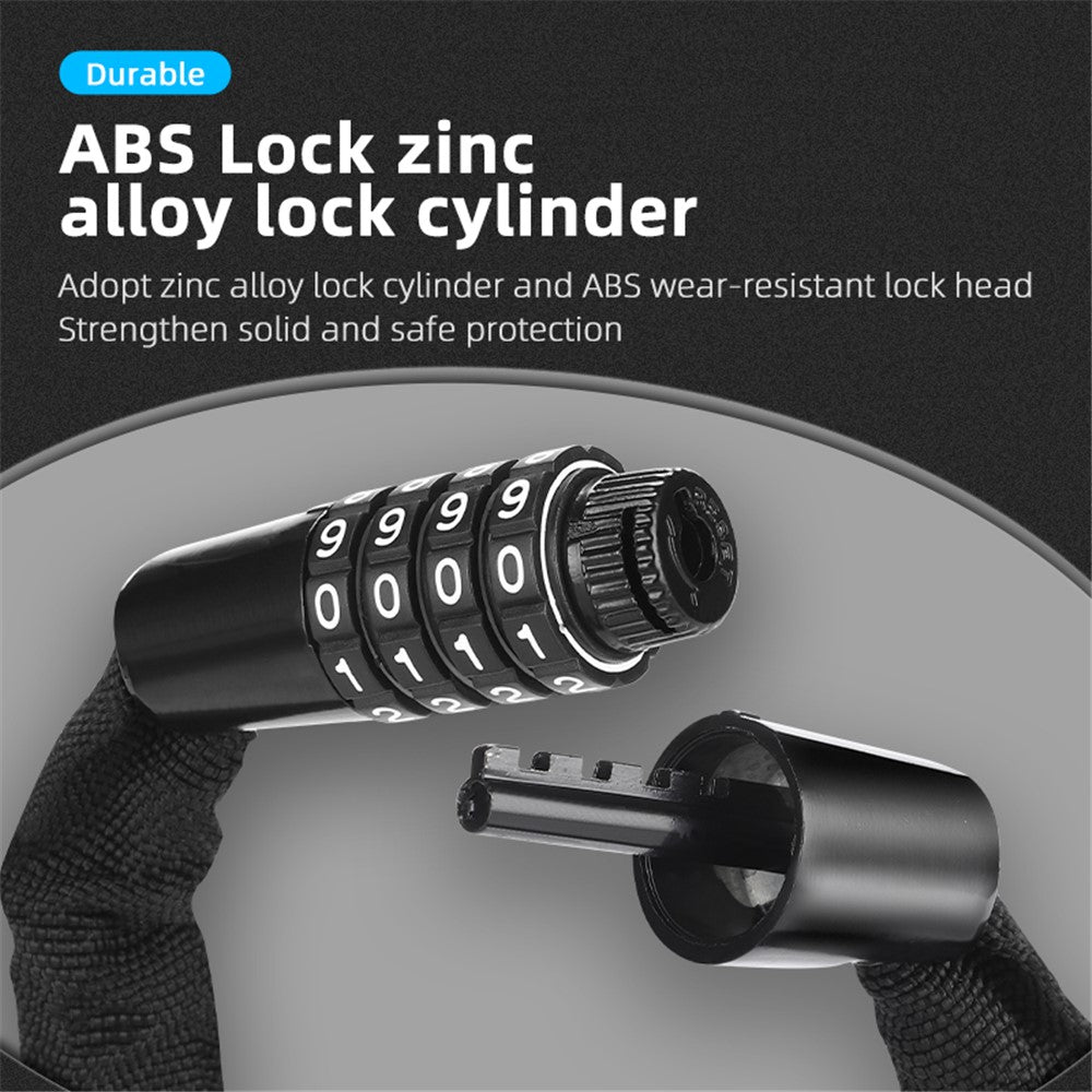 WEST BIKING YP0705089 1.5m Anti-Theft Bike Chain Lock 4 Digit Combination Alloy Keyless Bicycle Locks for Bikes, Scooter, Door