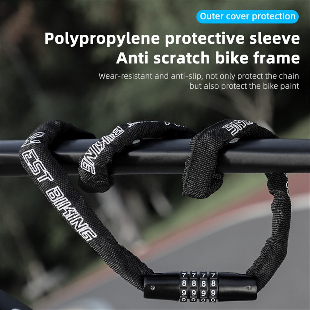 WEST BIKING YP0705089 1.5m Anti-Theft Bike Chain Lock 4 Digit Combination Alloy Keyless Bicycle Locks for Bikes, Scooter, Door