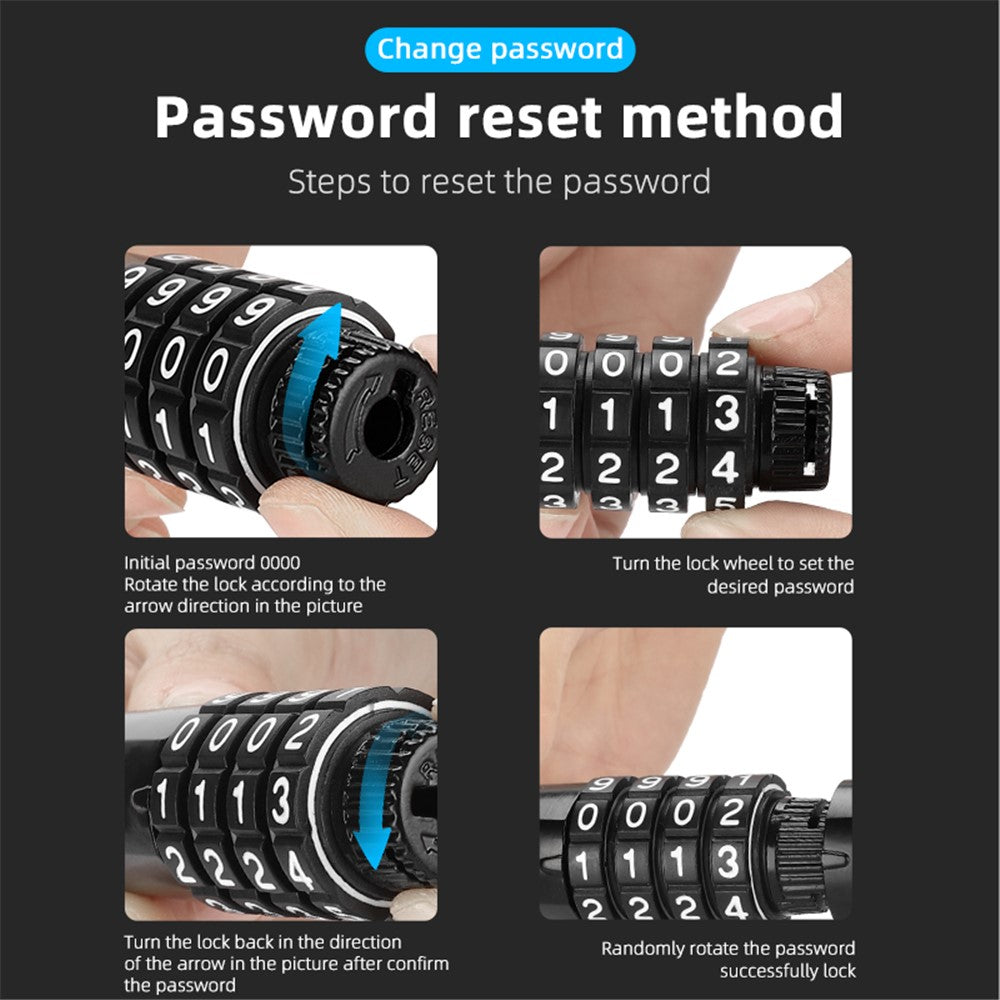 WEST BIKING YP0705089 1.5m Anti-Theft Bike Chain Lock 4 Digit Combination Alloy Keyless Bicycle Locks for Bikes, Scooter, Door