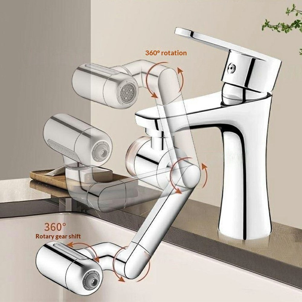 1440-Degree Rotation 4 Speed Filter Tap Aerator with 3Pcs Filters Robotic Arm Rotating Faucet Extender for Kitchen Bathroom