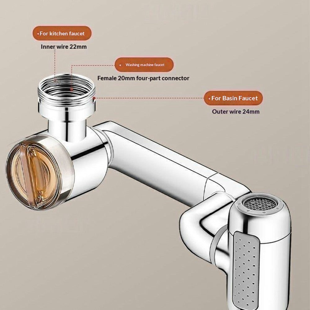 1440-Degree Rotation 4 Speed Filter Tap Aerator with 3Pcs Filters Robotic Arm Rotating Faucet Extender for Kitchen Bathroom