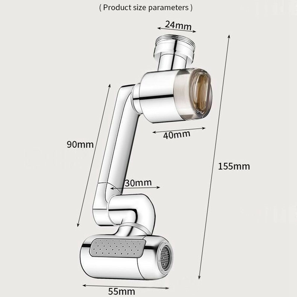 1440-Degree Rotation 4 Speed Filter Tap Aerator with 3Pcs Filters Robotic Arm Rotating Faucet Extender for Kitchen Bathroom