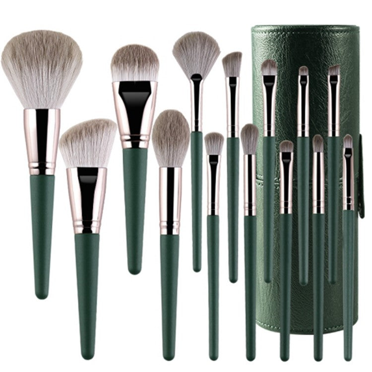 14 st Makeup Brush Set Foundation Powder Concealer Borstar med bärbar PU-borsthållare