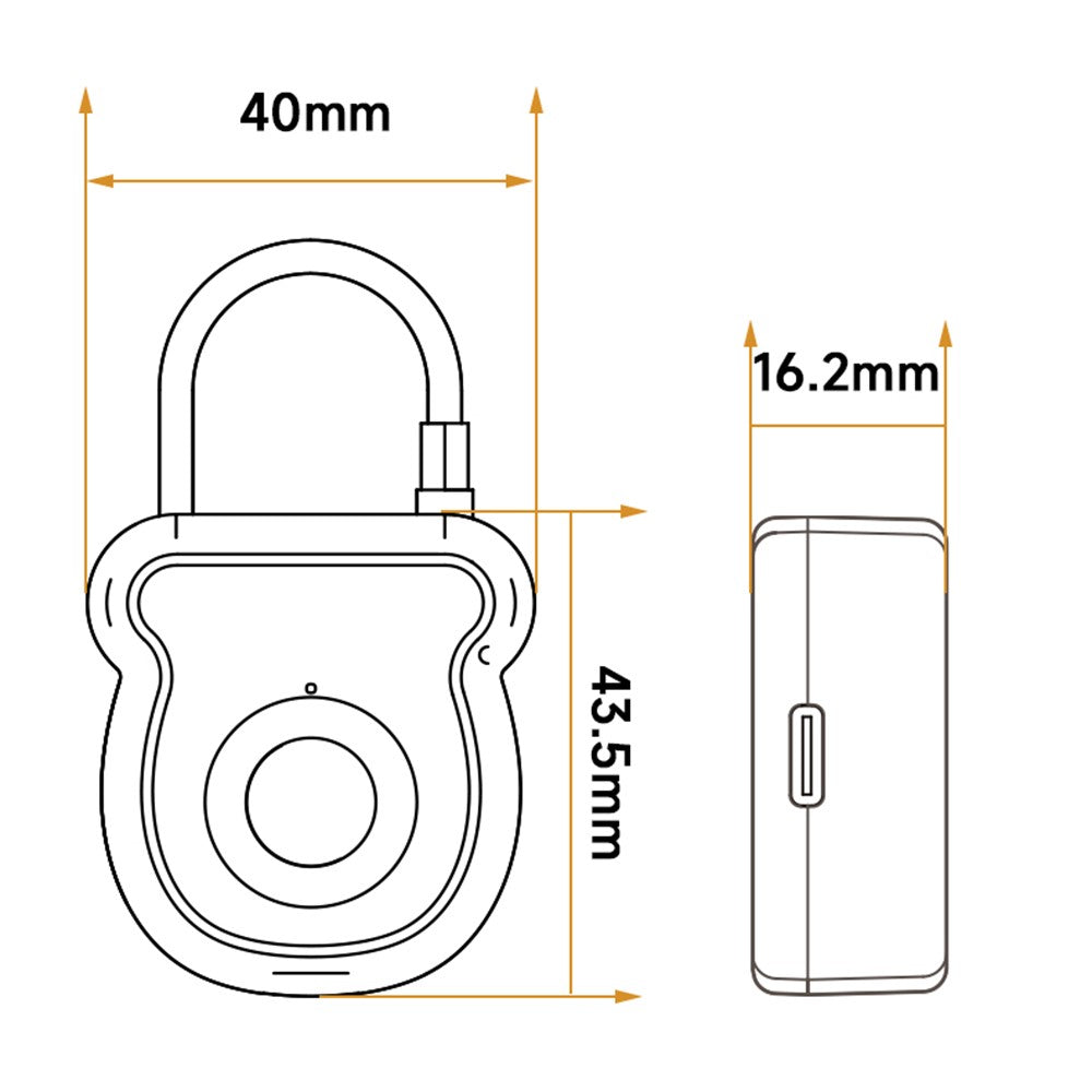 Smart Fingerprint Padlock Anti-Theft Security Lock with Electronic Key USB - C Fast Charge for File Cabinets Suitcases