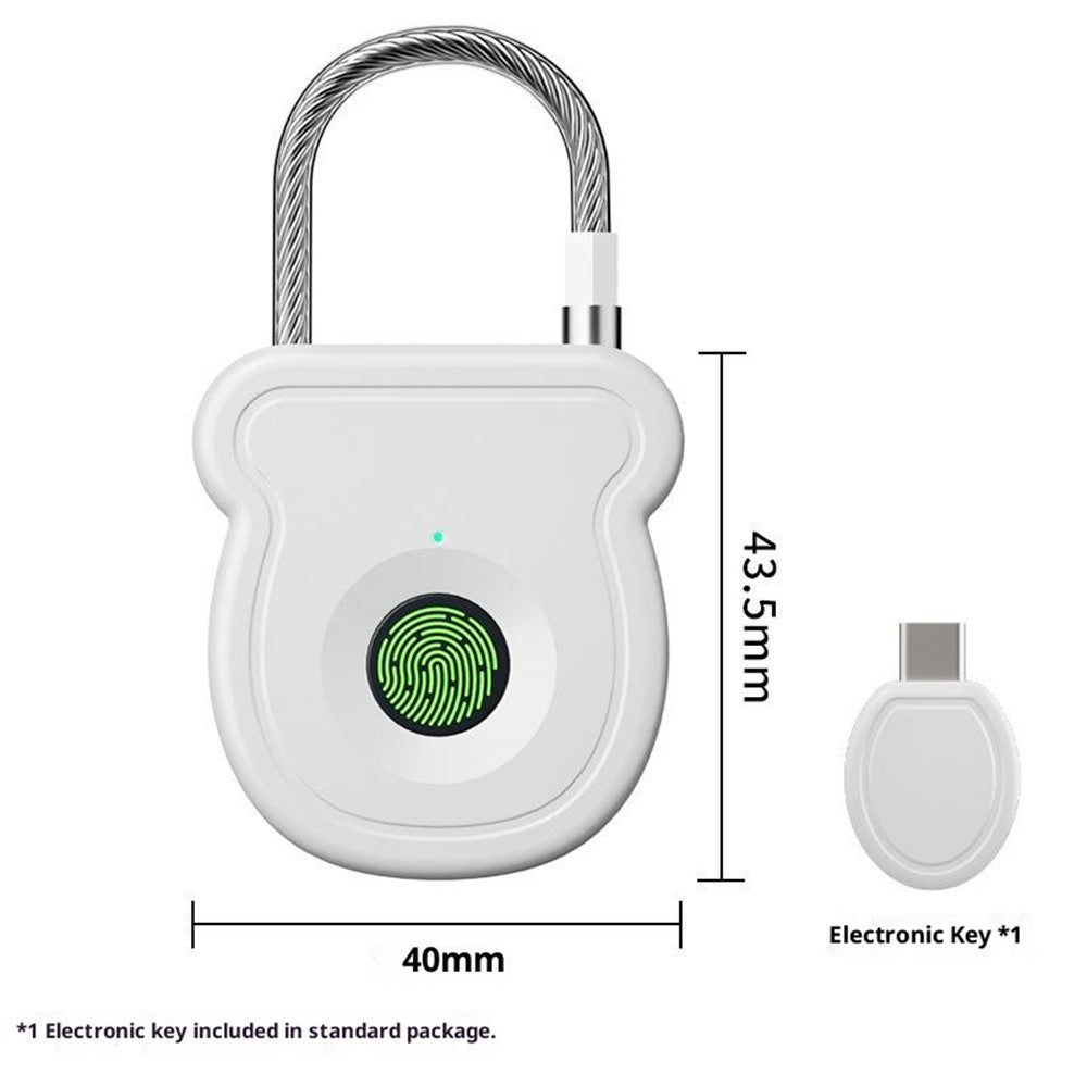 Smart Fingerprint Padlock Anti-Theft Security Lock with Electronic Key USB - C Fast Charge for File Cabinets Suitcases
