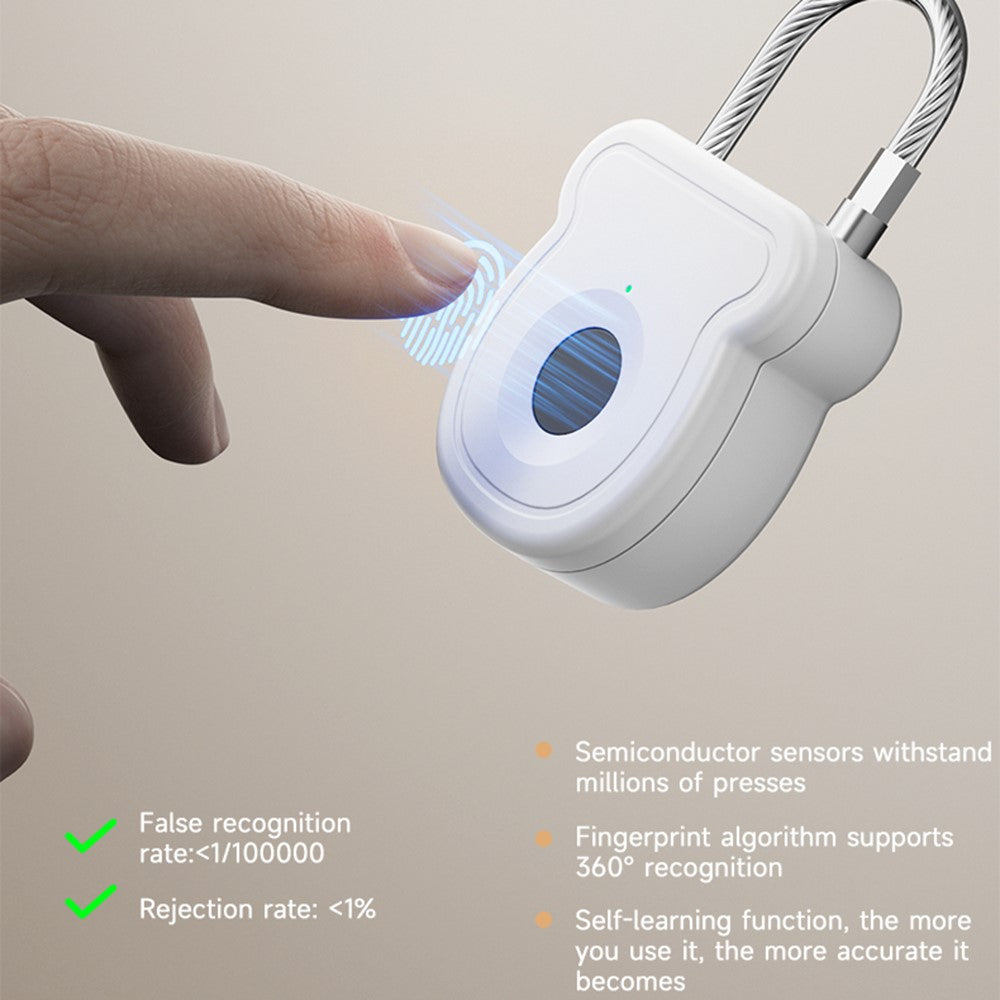 Smart Fingerprint Padlock Anti-Theft Security Lock with Electronic Key USB - C Fast Charge for File Cabinets Suitcases