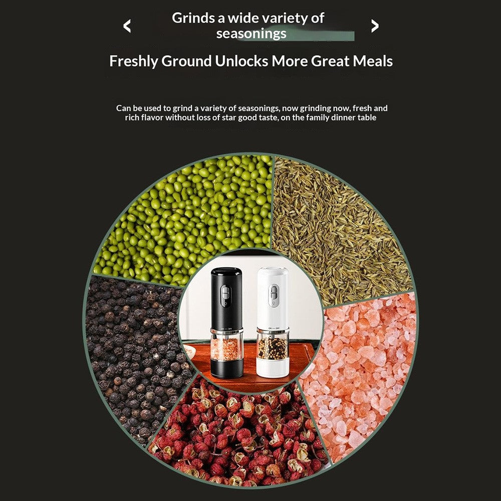 Electric Seasoning Grinder One Button Pepper Salt Mill Rechargeable Kitchen Grinding Tool for Cooking