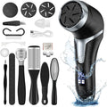 JD-510 Electric Foot File Callus Remover Pedicure Tools Foot Care Kit with 3 Roller Heads, 2 Speed, Vacuum Cleaner