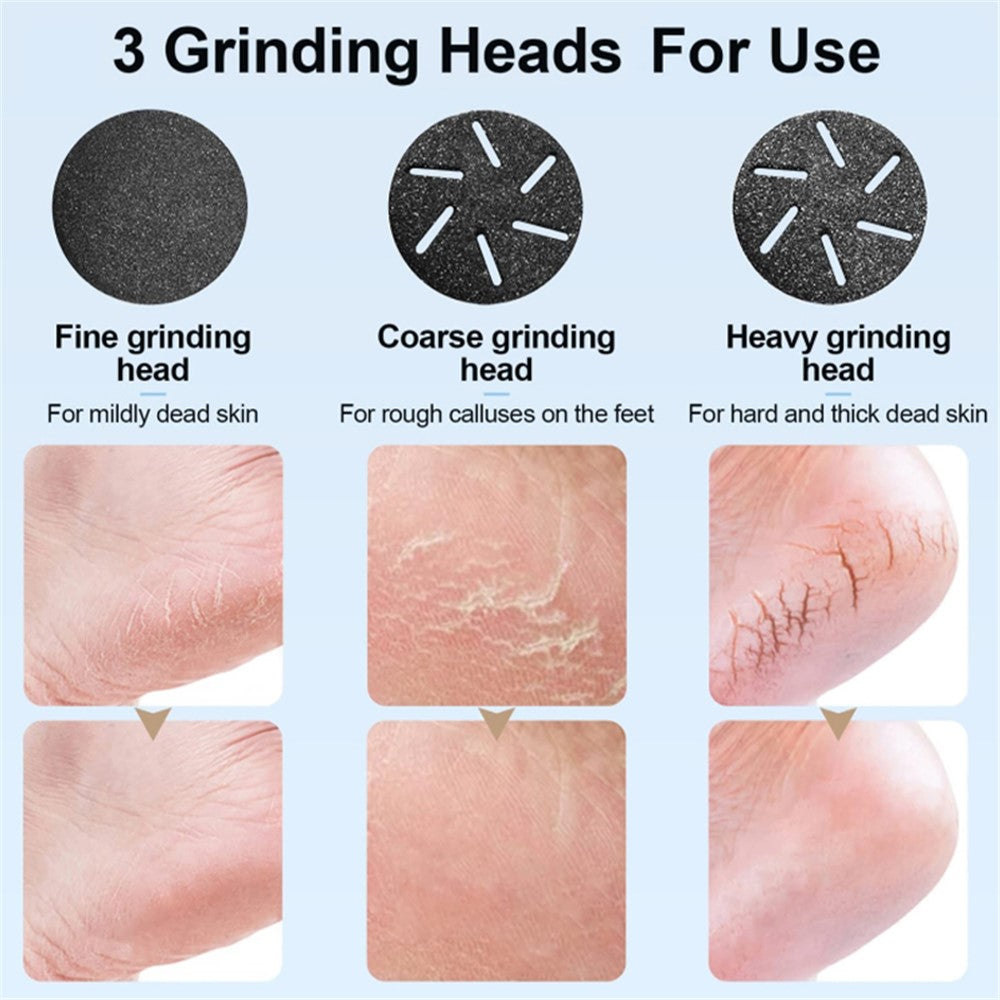 JD-510 Electric Foot File Callus Remover Pedicure Tools Foot Care Kit with 3 Roller Heads, 2 Speed, Vacuum Cleaner