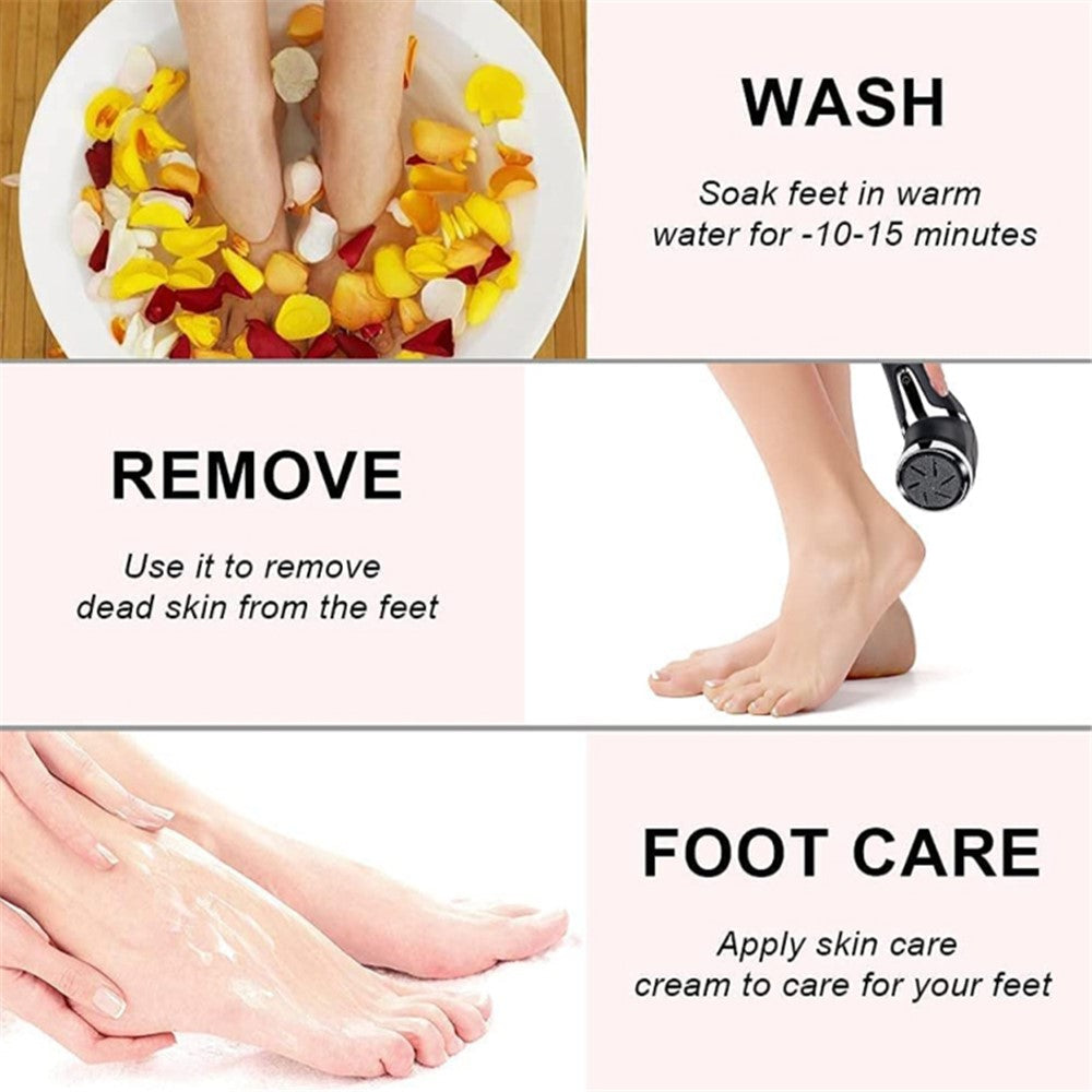 JD-510 Electric Foot File Callus Remover Pedicure Tools Foot Care Kit with 3 Roller Heads, 2 Speed, Vacuum Cleaner
