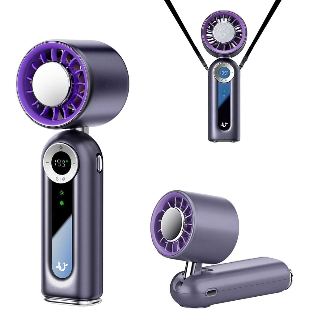 JF163 3-in-1 Portable Cooling Fan 4000mAh USB-C Rechargeable Desktop Handheld Foldable Neck Hanging Fan
