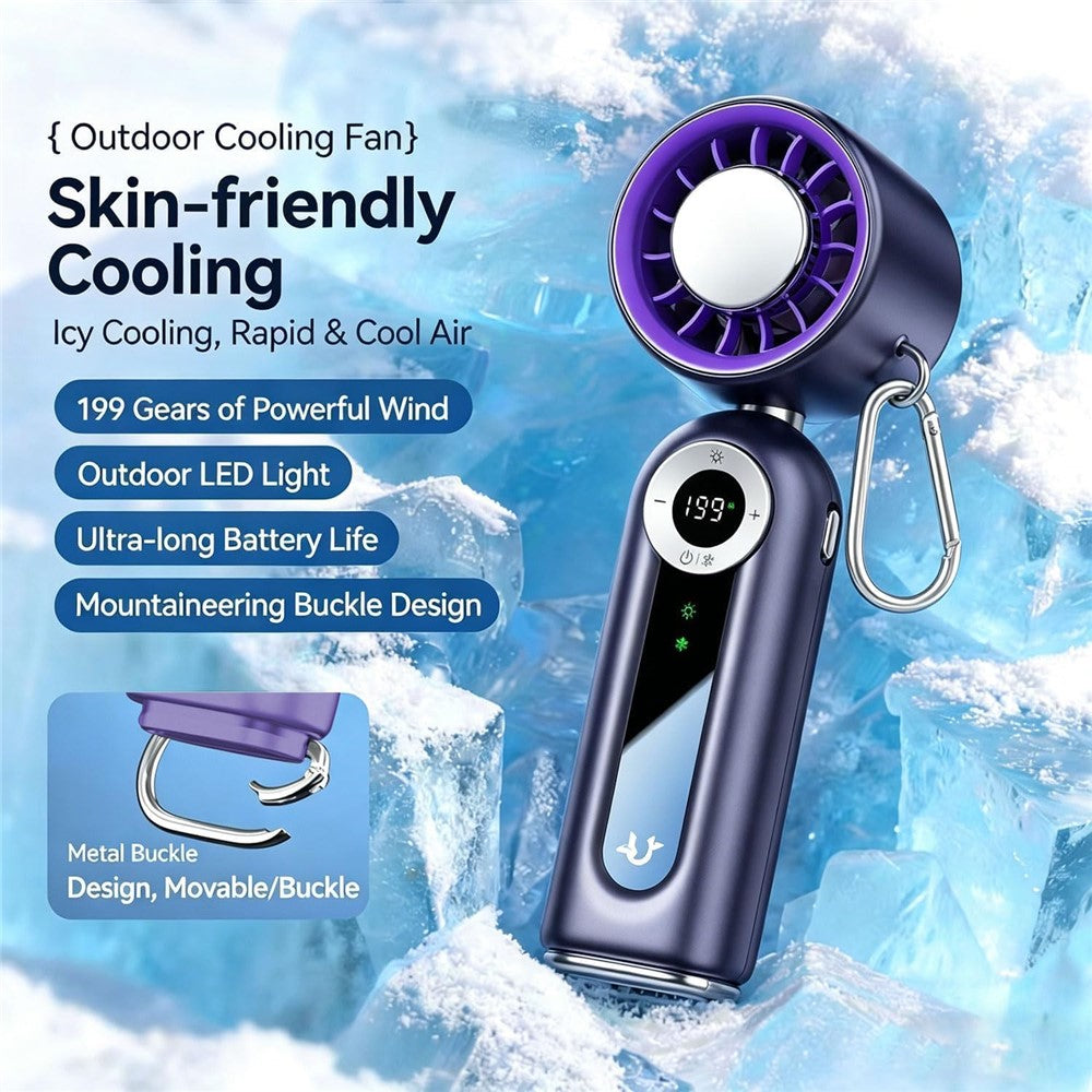 JF163 3-in-1 Portable Cooling Fan 4000mAh USB-C Rechargeable Desktop Handheld Foldable Neck Hanging Fan