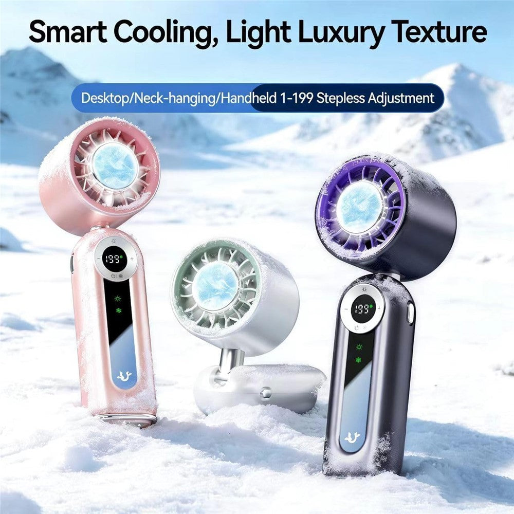 JF163 3-in-1 Portable Cooling Fan 4000mAh USB-C Rechargeable Desktop Handheld Foldable Neck Hanging Fan
