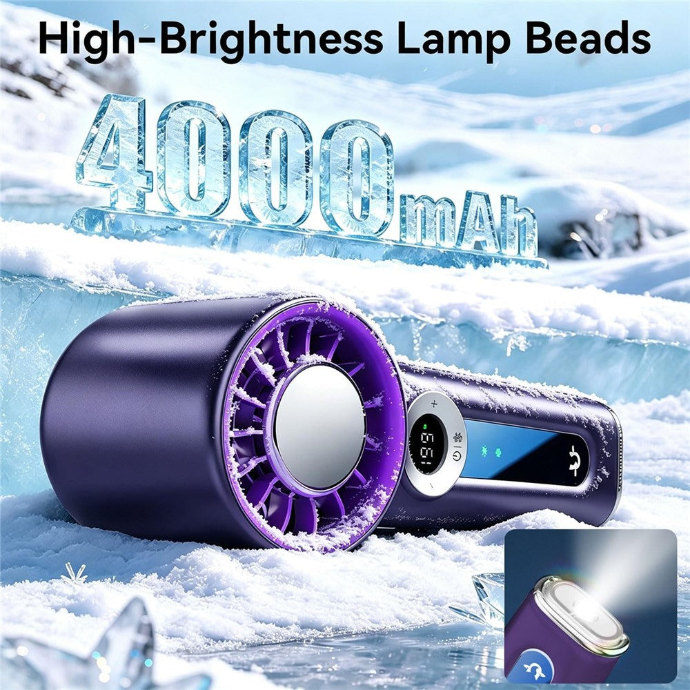 JF163 3-in-1 Portable Cooling Fan 4000mAh USB-C Rechargeable Desktop Handheld Foldable Neck Hanging Fan
