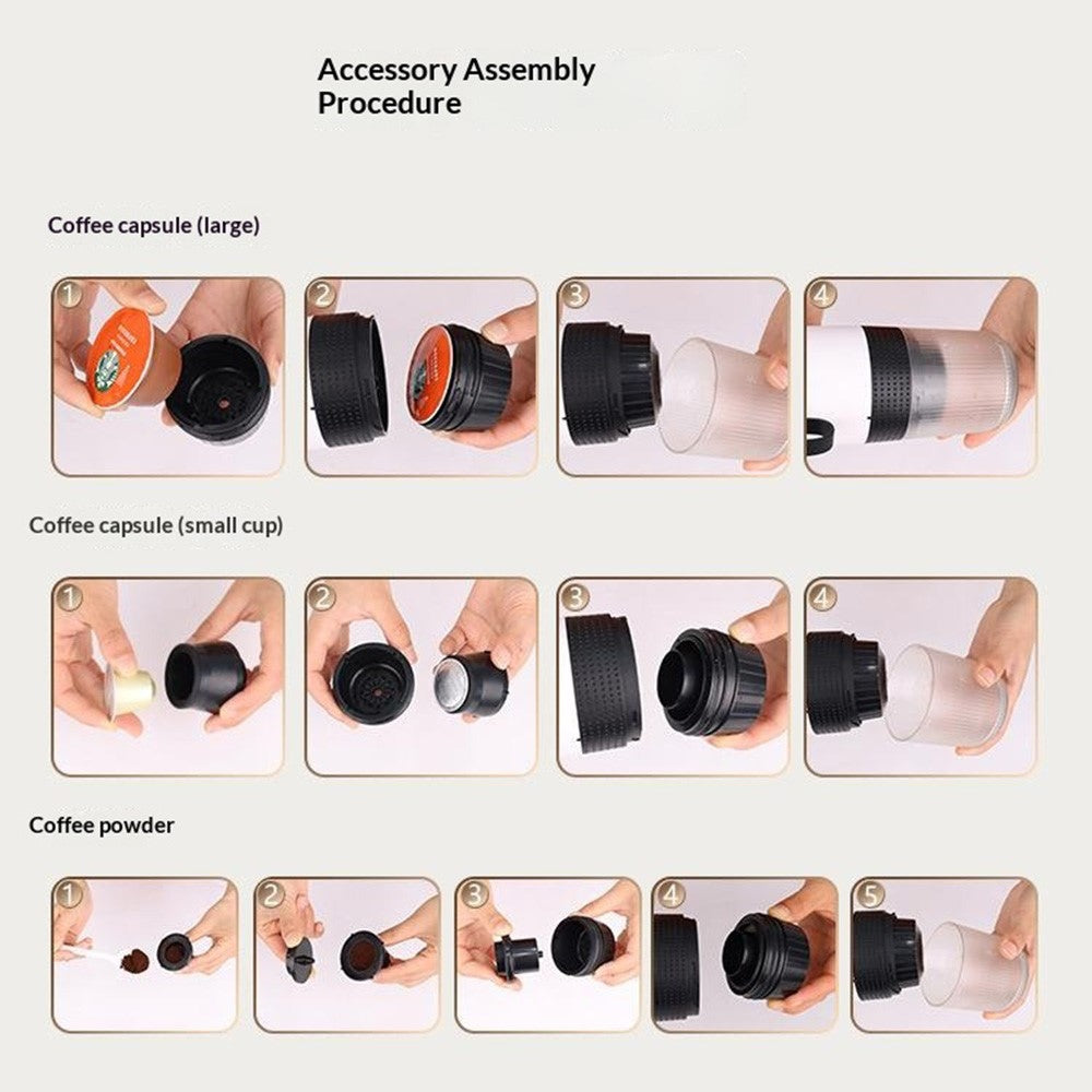 Portable Coffee Maker Self-Heating Travel Electric Espresso Machine for Ground Coffee and Capsules (BPA Free, No FDA)