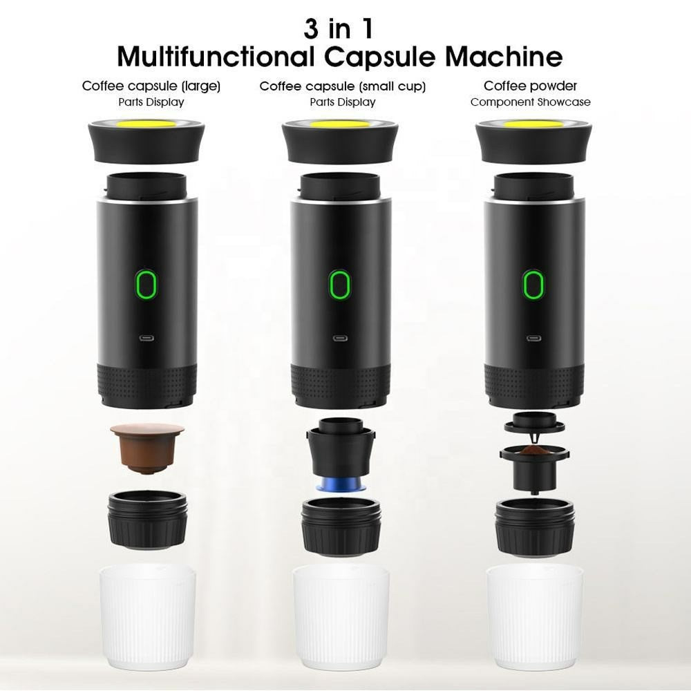 Portable Coffee Maker Self-Heating Travel Electric Espresso Machine for Ground Coffee and Capsules (BPA Free, No FDA)