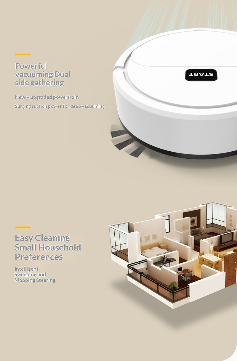 Mini Robot Vacuum 3-in-1 Sweep Mop Suction Cleaner 400mAh 40min Runtime for Home Floors
