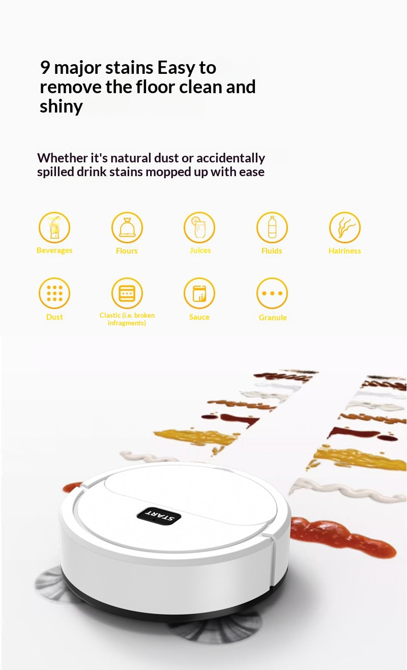 Mini Robot Vacuum 3-in-1 Sweep Mop Suction Cleaner 400mAh 40min Runtime for Home Floors