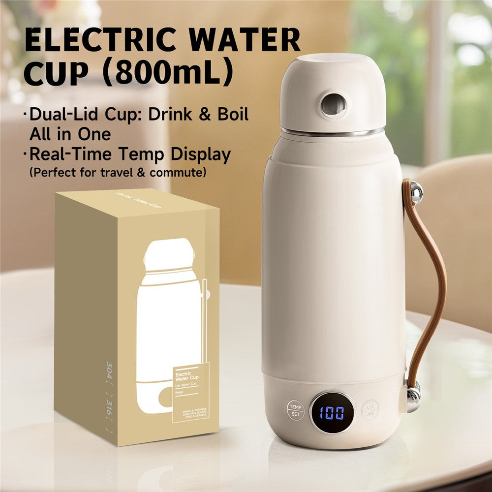 800ml Portable Electric Kettle SUS316 Stainless Steel 6 Temp Control Heating Water Kettle for Travel Office (BPA Free, No FDA)