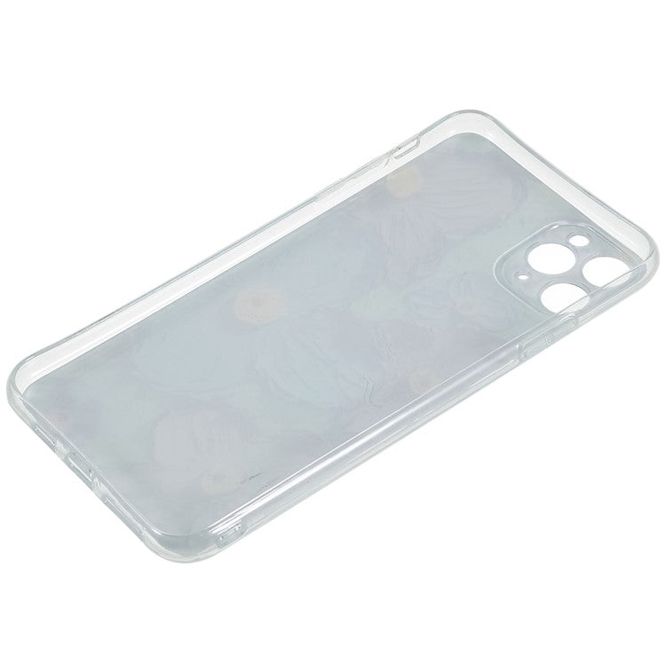 IMD Flower Pattern Epoxy Case for iPhone 11 Pro Max 6.5 Inch, Soft TPU Rhinestone Decor Phone Shell Protector