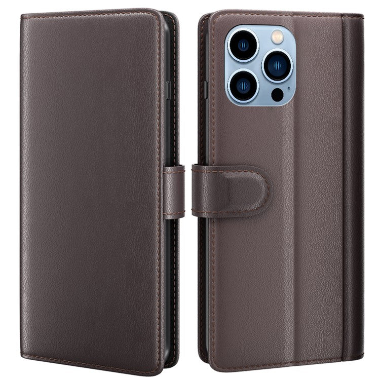 For iPhone 14 Pro Max Case Genuine Split Leather Phone Cover with Wallet Stan