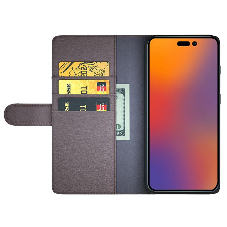 For iPhone 14 Pro Max Case Genuine Split Leather Phone Cover with Wallet Stan