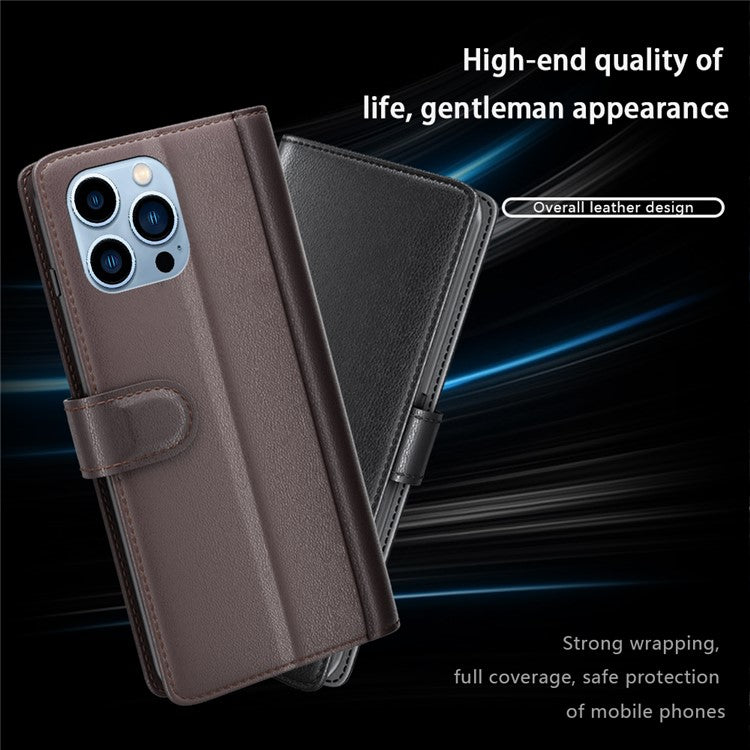 For iPhone 14 Pro Max Case Genuine Split Leather Phone Cover with Wallet Stan