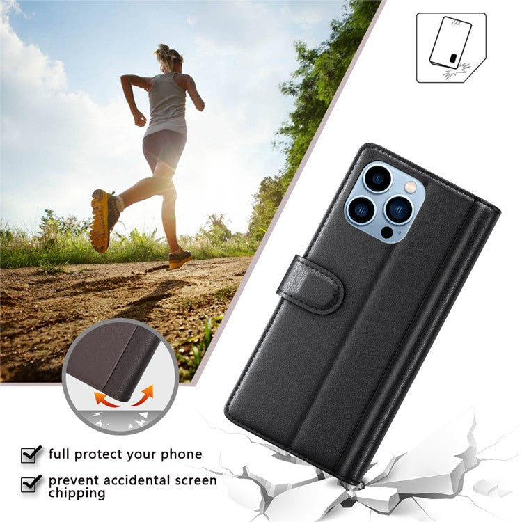 For iPhone 14 Pro Max Case Genuine Split Leather Phone Cover with Wallet Stan