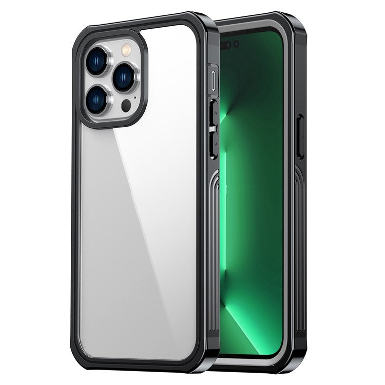 För iPhone 14 Pro 6,1 tum Stötsäkert telefonfodral Full täckning Hård PC + Mjuk TPU Hybrid skal med skärmskydd i härdat glas