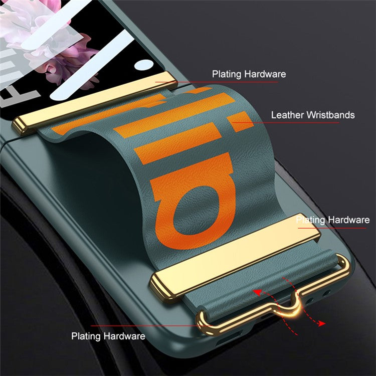 GKK For Samsung Galaxy Z Flip6 5G Case Wristband Design PU Leather+PC Phone Cover with Rear Screen Fil