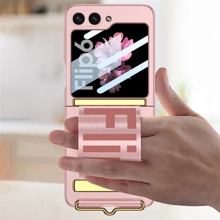 GKK For Samsung Galaxy Z Flip6 5G Case Wristband Design PU Leather+PC Phone Cover with Rear Screen Fil