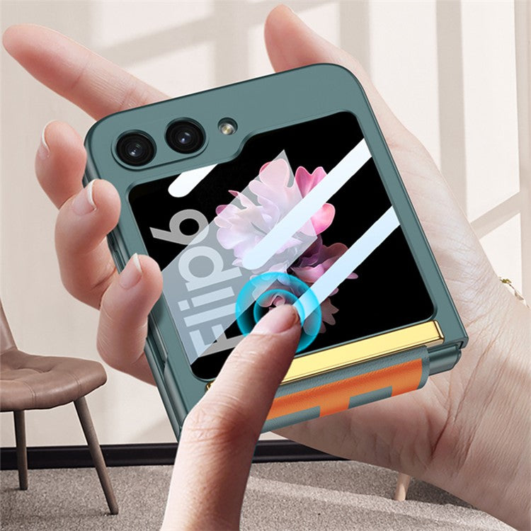 GKK For Samsung Galaxy Z Flip6 5G Case Wristband Design PU Leather+PC Phone Cover with Rear Screen Fil