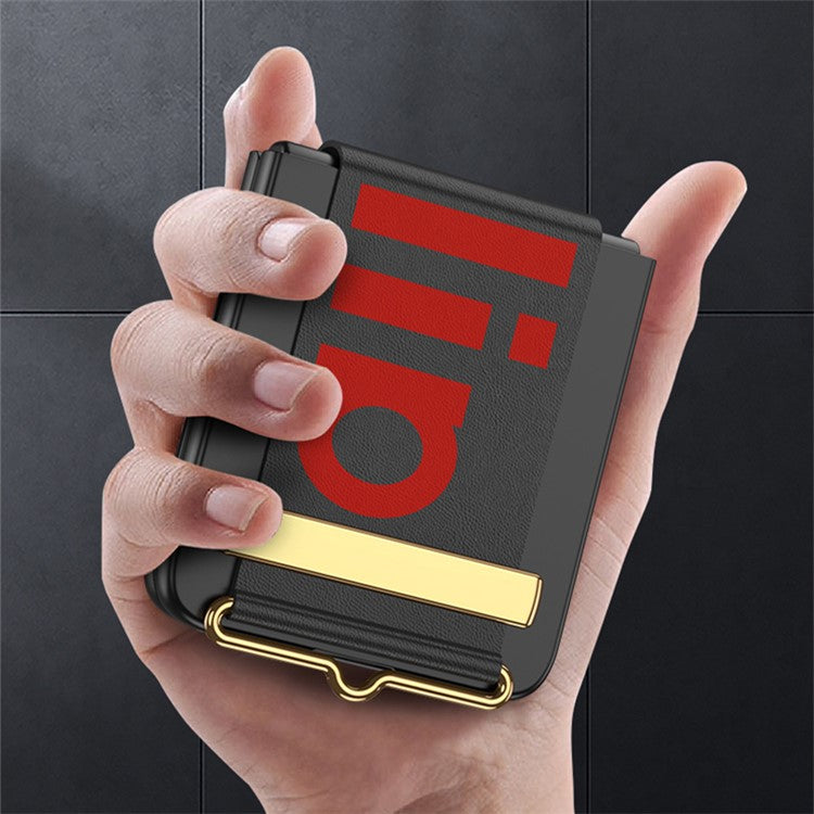GKK For Samsung Galaxy Z Flip6 5G Case Wristband Design PU Leather+PC Phone Cover with Rear Screen Fil