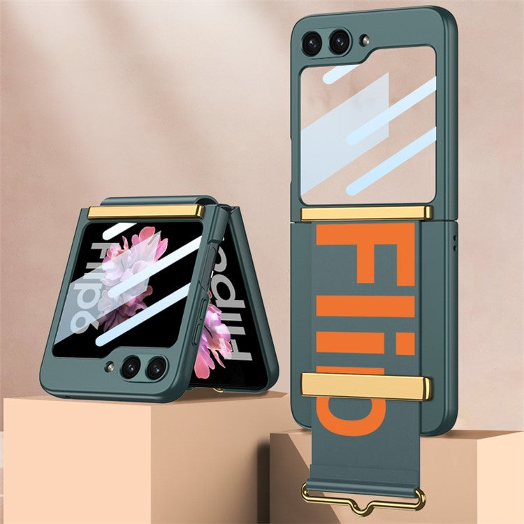 GKK For Samsung Galaxy Z Flip6 5G Case Wristband Design PU Leather+PC Phone Cover with Rear Screen Fil