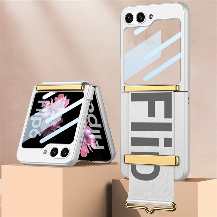 GKK For Samsung Galaxy Z Flip6 5G Case Wristband Design PU Leather+PC Phone Cover with Rear Screen Fil