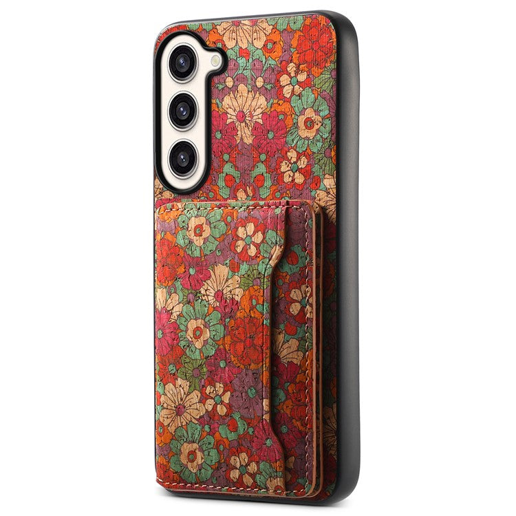 For Samsung Galaxy S23+ Case Floral Pattern Card Slot Kickstand Hybrid Phone Shell