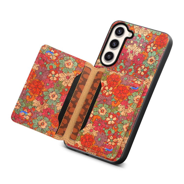 For Samsung Galaxy S23+ Case Floral Pattern Card Slot Kickstand Hybrid Phone Shell